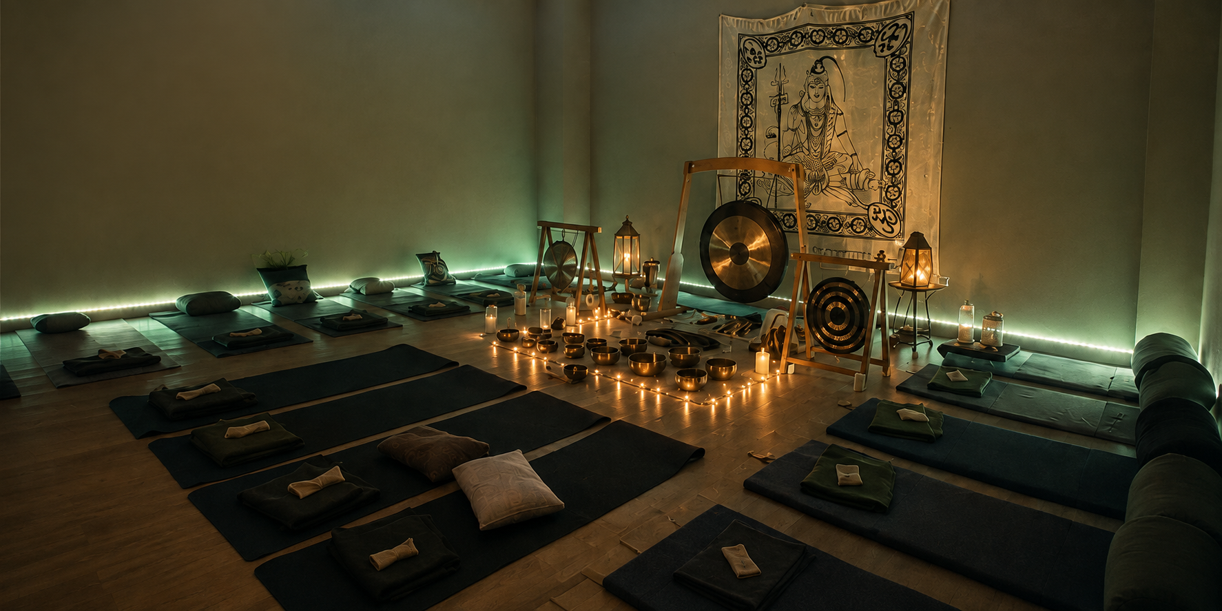Sala da Clínica Barroco preparada para um Concerto Terapêutico de Som